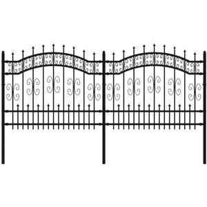 vidaXL Garden Fence - Black Steel Spear Top 240x140cm vidaXL Garden Fence - Black Steel Spear Top 240x140cm