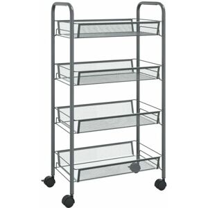 vidaXL 4-Tier Kitchen Trolley Grey Iron Organiser - Kitchen Trolley vidaXL 4-Tier Kitchen Trolley Grey Iron Organiser - Kitchen Trolley