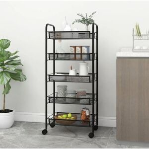 vidaXL 5-Tier Kitchen Trolley Black Iron Organiser Home Bathroom Serving Cart vidaXL 5-Tier Kitchen Trolley Black Iron Organiser Home Bathroom Serving Cart