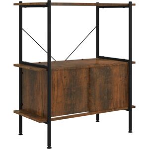 vidaXL 3-Tier Shelving Unit with Cabinet - Shelving unit - Dark brown and black vidaXL 3-Tier Shelving Unit with Cabinet - Shelving unit - Dark brown and black