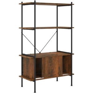 vidaXL Dark brown and black 80x40x130 cm Shelving Unit with Cabinet - Shelving Unit vidaXL Dark brown and black 80x40x130 cm Shelving Unit with Cabinet - Shelving Unit