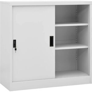 vidaXL Office Cabinet with Sliding Door Light Grey Steel - Office Storage Furniture vidaXL Office Cabinet with Sliding Door Light Grey Steel - Office Storage Furniture