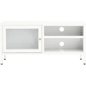 vidaXL Nova TV Cabinet White Steel Glass 90x30x44cm vidaXL Nova TV Cabinet White Steel Glass 90x30x44cm