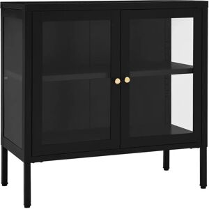 vidaXL Black Steel Glass Sideboard - Storage Cabinet vidaXL Black Steel Glass Sideboard - Storage Cabinet