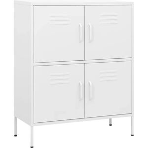 vidaXL White Steel Storage Cabinet - 2 Shelves - Living Room Storage vidaXL White Steel Storage Cabinet - 2 Shelves - Living Room Storage