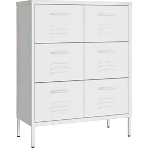vidaXL Drawer Cabinet White Steel - 6 Drawers Storage - Drawer Cabinet vidaXL Drawer Cabinet White Steel - 6 Drawers Storage - Drawer Cabinet