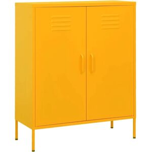 vidaXL Storage Cabinet Mustard Yellow Steel Home Sideboard Cupboard Bookcase - Storage Cabinet vidaXL Storage Cabinet Mustard Yellow Steel Home Sideboard Cupboard Bookcase - Storage Cabinet