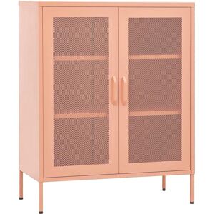 vidaXL Pink Steel Storage Cabinet - 2 Mesh Doors - Modern Home Storage vidaXL Pink Steel Storage Cabinet - 2 Mesh Doors - Modern Home Storage