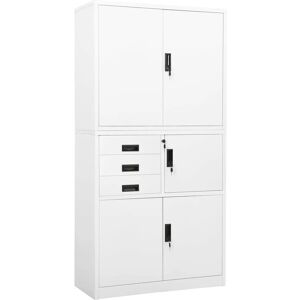 vidaXL White Steel Office Cabinet - File Storage - Office Furniture vidaXL White Steel Office Cabinet - File Storage - Office Furniture
