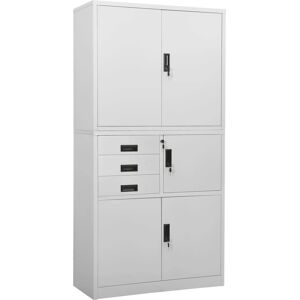 vidaXL Office Cabinet - Steel Light Grey 90x40x180 cm Filing Storage vidaXL Office Cabinet - Steel Light Grey 90x40x180 cm Filing Storage