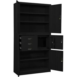 vidaXL Office Cabinet Black Steel - Office Storage Furniture vidaXL Office Cabinet Black Steel - Office Storage Furniture