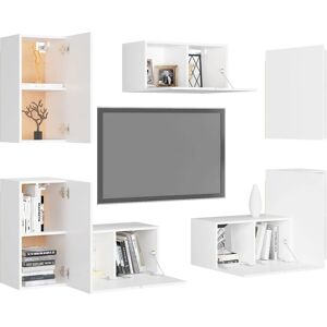 vidaXL 7 Piece White Wall-Mounted TV Cabinet Set - TV Furniture vidaXL 7 Piece White Wall-Mounted TV Cabinet Set - TV Furniture