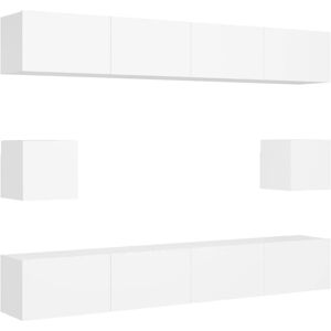 vidaXL White 6-Piece Wall-Mounted TV Cabinet Set vidaXL White 6-Piece Wall-Mounted TV Cabinet Set