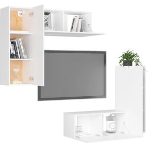 vidaXL TV Cabinet 4-Piece White Wall-Mounted Storage - TV cabinet vidaXL TV Cabinet 4-Piece White Wall-Mounted Storage - TV cabinet