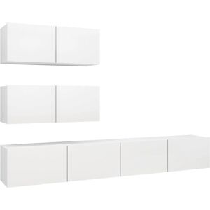 vidaXL TV Cabinet 4-Piece White Wall-Mounted Storage Set vidaXL TV Cabinet 4-Piece White Wall-Mounted Storage Set
