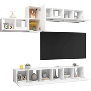 vidaXL 7-teiliges weißes wandmontiertes TV-Möbelset vidaXL 7-teiliges weißes wandmontiertes TV-Möbelset