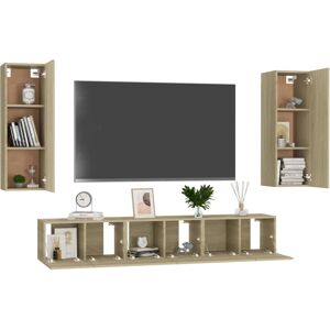 vidaXL TV cabinet Sonoma Oak wall-mounted 5-piece set - TV cabinet vidaXL TV cabinet Sonoma Oak wall-mounted 5-piece set - TV cabinet