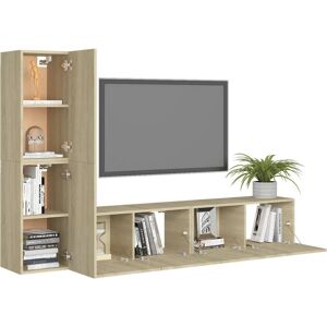 vidaXL 4-Piece Sonoma Oak Wall-Mounted TV Cabinet Set vidaXL 4-Piece Sonoma Oak Wall-Mounted TV Cabinet Set