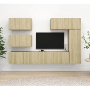 vidaXL 6 Piece TV Cabinet Set Sonoma Oak Engineered Wood - TV Cabinet Set vidaXL 6 Piece TV Cabinet Set Sonoma Oak Engineered Wood - TV Cabinet Set