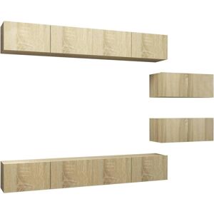 vidaXL 6 Piece TV Cabinet Set Sonoma Oak Engineered Wood - TV Cabinet Set vidaXL 6 Piece TV Cabinet Set Sonoma Oak Engineered Wood - TV Cabinet Set