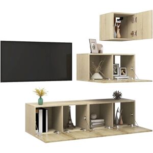 vidaXL TV Cabinet Set 4 Piece Sonoma Oak - TV Cabinet Set vidaXL TV Cabinet Set 4 Piece Sonoma Oak - TV Cabinet Set