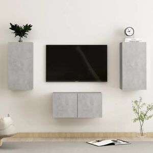 vidaXL 3 Piece TV Cabinet Set Concrete Grey - TV Cabinet Set vidaXL 3 Piece TV Cabinet Set Concrete Grey - TV Cabinet Set