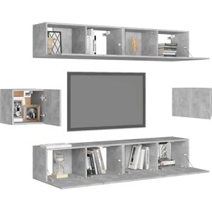 vidaXL Wall-mounted TV Cabinet Set 6 pcs Concrete Grey Modern Storage vidaXL Wall-mounted TV Cabinet Set 6 pcs Concrete Grey Modern Storage