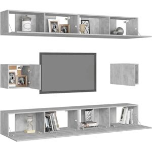 vidaXL TV Cabinet Set 6 Piece Concrete Grey Wall-Mounted Storage - TV Furniture vidaXL TV Cabinet Set 6 Piece Concrete Grey Wall-Mounted Storage - TV Furniture