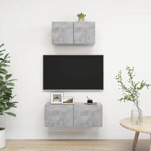 vidaXL TV Cabinet Set 2 Piece Concrete Grey - TV Cabinet Set vidaXL TV Cabinet Set 2 Piece Concrete Grey - TV Cabinet Set
