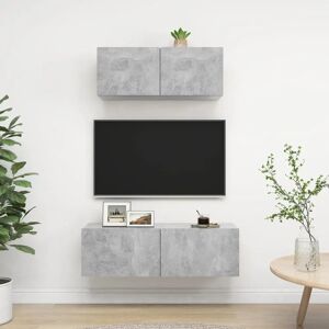vidaXL TV Cabinet Set 2 Piece Concrete Grey - TV Furniture Wall-Mounted vidaXL TV Cabinet Set 2 Piece Concrete Grey - TV Furniture Wall-Mounted