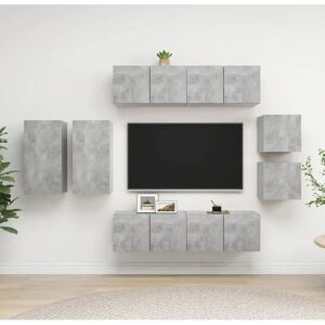 vidaXL 8 Piece TV Cabinet Set Concrete Grey - TV Cabinet Set vidaXL 8 Piece TV Cabinet Set Concrete Grey - TV Cabinet Set