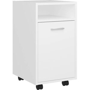 vidaXL White Side Cabinet with Wheels 33x38x60cm - Side Cabinet vidaXL White Side Cabinet with Wheels 33x38x60cm - Side Cabinet