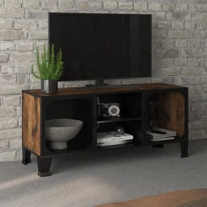 vidaXL Rustic Brown Metal MDF TV Cabinet - Entertainment Center vidaXL Rustic Brown Metal MDF TV Cabinet - Entertainment Center