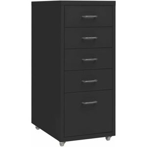 vidaXL Mobile File Cabinet Black 5-Drawer Metal Storage - File Cabinet vidaXL Mobile File Cabinet Black 5-Drawer Metal Storage - File Cabinet