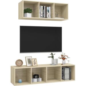 vidaXL TV Cabinet Set 2 Piece Sonoma Oak - Wall-Mounted Entertainment Center vidaXL TV Cabinet Set 2 Piece Sonoma Oak - Wall-Mounted Entertainment Center