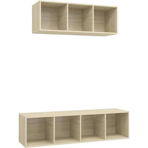 vidaXL TV Schrank Set 2-teilig Sonoma Eiche - Wandmontiertes Wohnzimmermöbel vidaXL TV Schrank Set 2-teilig Sonoma Eiche - Wandmontiertes Wohnzimmermöbel