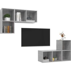 vidaXL Wall-Mounted TV Cabinets Concrete Grey 4 pcs - Wall-Mounted TV Cabinets vidaXL Wall-Mounted TV Cabinets Concrete Grey 4 pcs - Wall-Mounted TV Cabinets