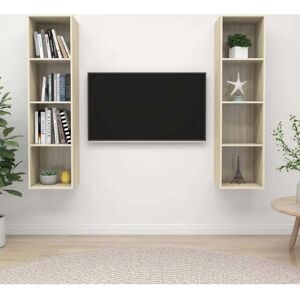 vidaXL TV Cabinet Set - Wall-Mounted Sonoma Oak 2 pcs vidaXL TV Cabinet Set - Wall-Mounted Sonoma Oak 2 pcs