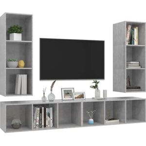 Vidaxl Wall-mounted Living Room Furniture - 4 Pcs Gray Concrete Vidaxl Wall-mounted Living Room Furniture - 4 Pcs Gray Concrete
