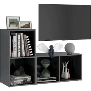 vidaXL TV Cabinet 2x High Gloss Grey 72x35x36.5cm vidaXL TV Cabinet 2x High Gloss Grey 72x35x36.5cm