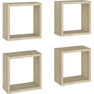 vidaXL Sonoma Oak 4 Wall Cube Shelves - Wall Shelves vidaXL Sonoma Oak 4 Wall Cube Shelves - Wall Shelves