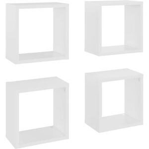 vidaXL White Engineered Wood Wall Cube Shelves Set Of 4 - Wall Type vidaXL White Engineered Wood Wall Cube Shelves Set Of 4 - Wall Type