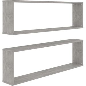 vidaXL Wall Cube Shelf 2 pcs Concrete Grey Engineered Wood - Wall Shelf vidaXL Wall Cube Shelf 2 pcs Concrete Grey Engineered Wood - Wall Shelf