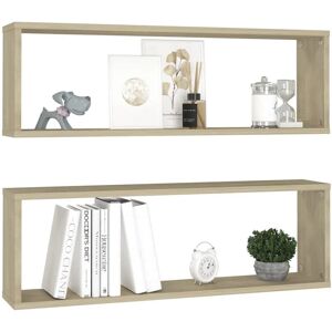 vidaXL Wall Cube Shelves Sonoma Oak - 2 pcs, Floating Storage vidaXL Wall Cube Shelves Sonoma Oak - 2 pcs, Floating Storage