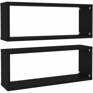 vidaXL 2 Wall Shelves Black - Wall Shelves vidaXL 2 Wall Shelves Black - Wall Shelves