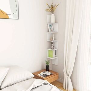 vidaXL Wall Corner Shelf White Engineered Wood - Wall Corner Shelf vidaXL Wall Corner Shelf White Engineered Wood - Wall Corner Shelf