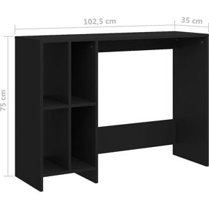 VidaXL Black Engineered Wood Desk - Desk with Shelves VidaXL Black Engineered Wood Desk - Desk with Shelves