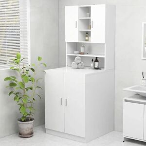 vidaXL White Bathroom Washing Machine Cabinet - Bathroom Storage Rack vidaXL White Bathroom Washing Machine Cabinet - Bathroom Storage Rack