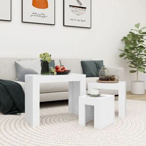 vidaXL 3x Nesting Coffee Tables White - Coffee Tables vidaXL 3x Nesting Coffee Tables White - Coffee Tables