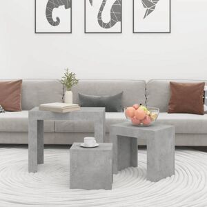 vidaXL 3x Nesting Coffee Tables Concrete Grey Engineered Wood Couch End Table vidaXL 3x Nesting Coffee Tables Concrete Grey Engineered Wood Couch End Table